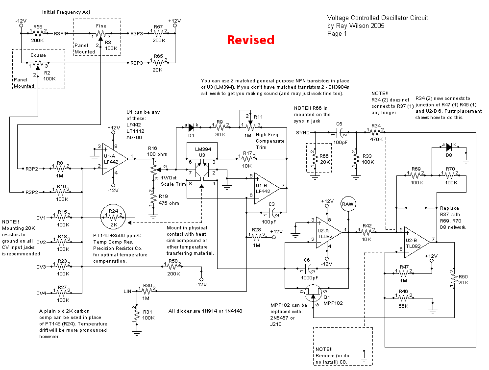 Voltage Controlled Oscillator (original) Page 1 PDF Circuit Diagram